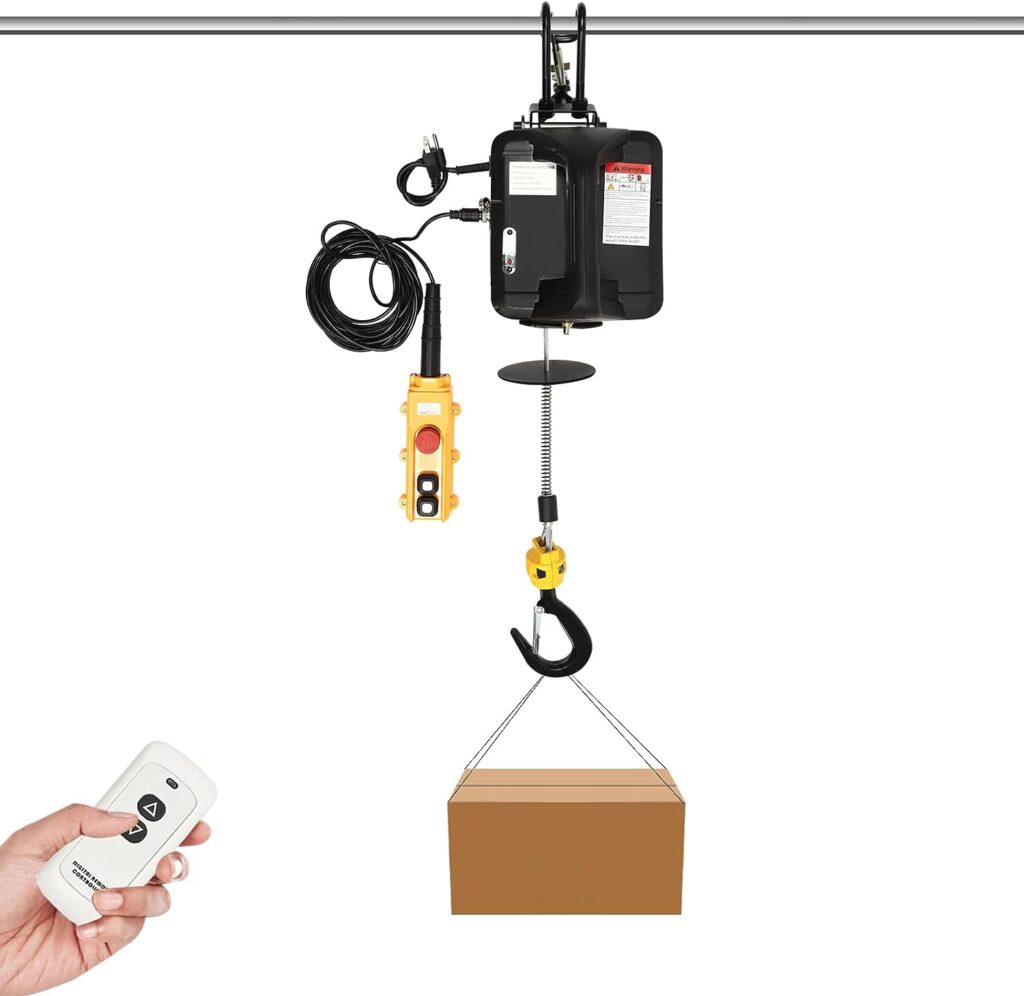 1100 lbs Electric Hoist,Electric Winch 110v, with 2 Wireless Remote Control, Cable Remote Control,Electric Hoist Winch,for Garage Warehouse