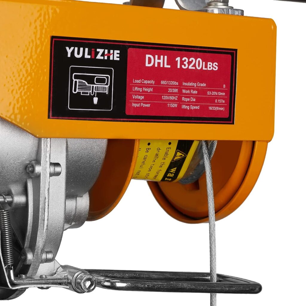 1320 Lbs Electric Hoist with Wireless Remote Control - Ideal for Lifting in Garages, Balconies, and Construction Sites. Automatic Lift Electric Winch with Cable Cranes for Heavy Duty Lifting
