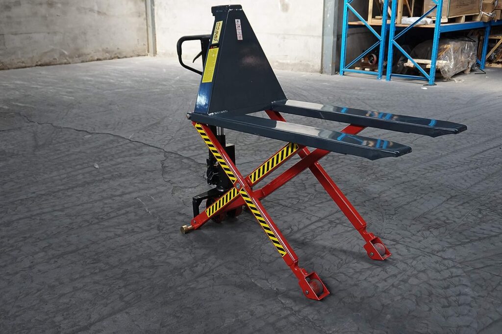 3300LB. Cap, 27 x 45, Lift Height: 3-1/2 to 31-1/2, Manual High Lift Tote Lifters for Skid/Single Sided Pallet Pake Handling Tools