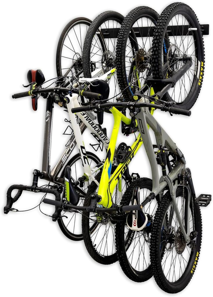 4 Bike Rack for Garage - Solid Steel Extra Heavy Duty BLAT Bike Rack - Garage Wall Mounted Bicycle Storage