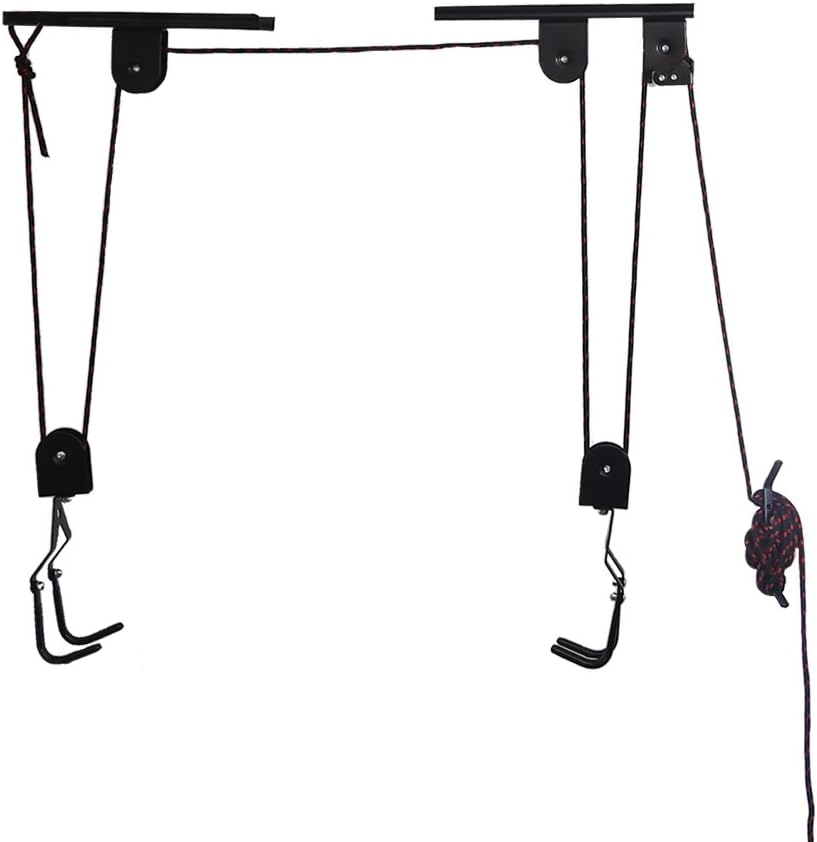 Arltb Bike Lift Hoist for Garage Bicycle Ceiling Hoist Ceiling-Mounted Bike Lift Pulley Hanging System 50lbs Capacity Steel Strong Durable for Mountain Bikes Road Bikes (Silver, Bike Lift Hoist)