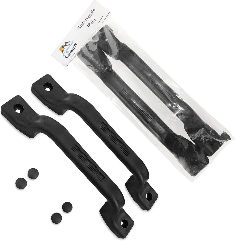 CampN -2 Piece- All Weather Plastic Grab Handle - Entry Door Assist Bar for RV, Trailer, Camper, Motor Home, Cargo Trailer, Boat-OEM Replacement (Black 2-Piece)