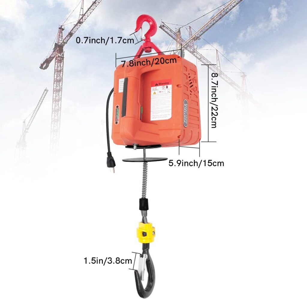 Electric Hoist Winch 1100lbs,3 in 1 Power Electric Winch Portable Cable Hoist with 25ft Sling for Lifting,Manual/Cable/Remote Control,16ft/min 110V