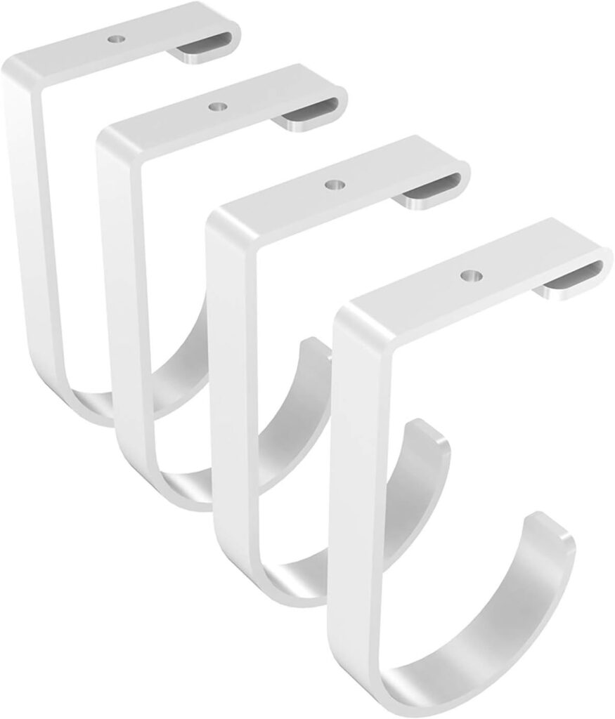 FLEXIMOUNTS 4-Pack Add-On Storage Flat Hook Accessory for Garage Ceiling Storage Rack and Wall Shelving, White
