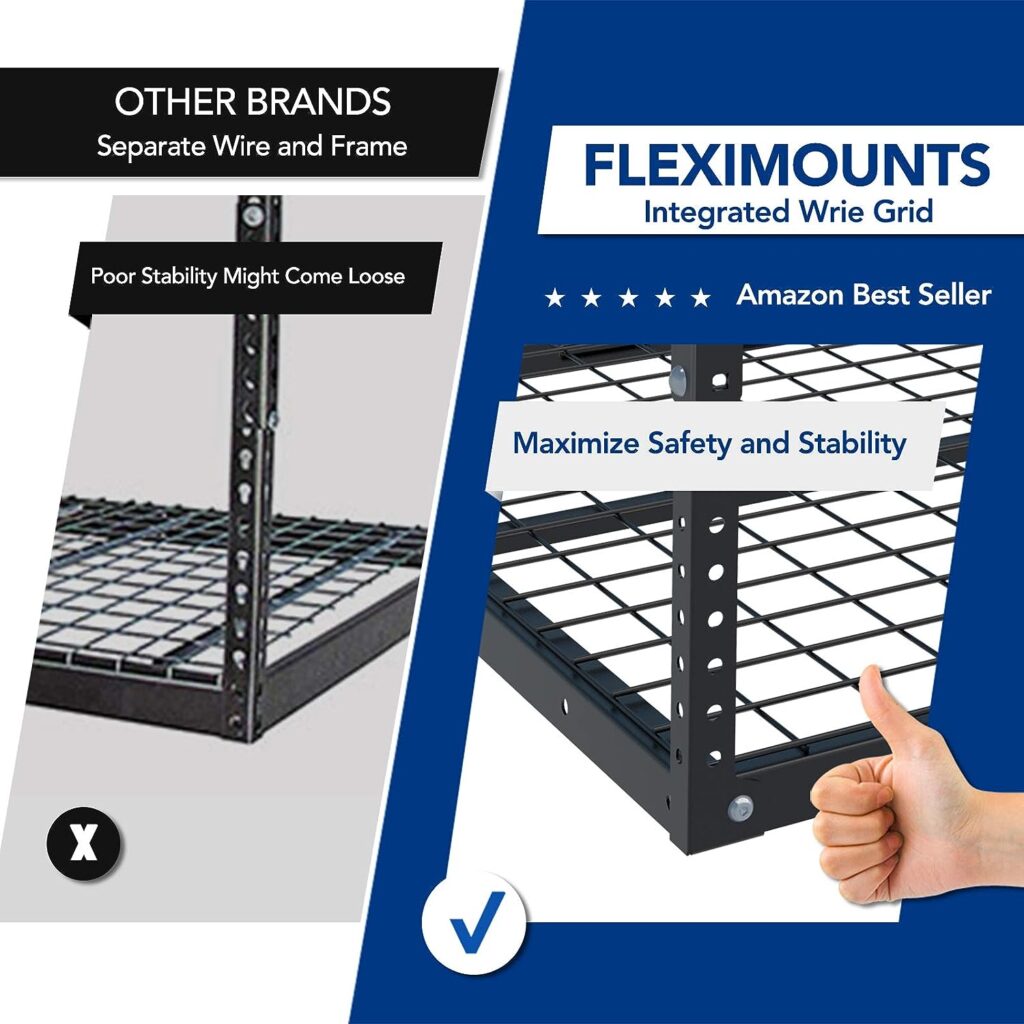 FLEXIMOUNTS 4x6 Heavy Duty Overhead Garage Adjustable Ceiling Storage Rack, 72 Length x 48 Width x 40 Height (Black)