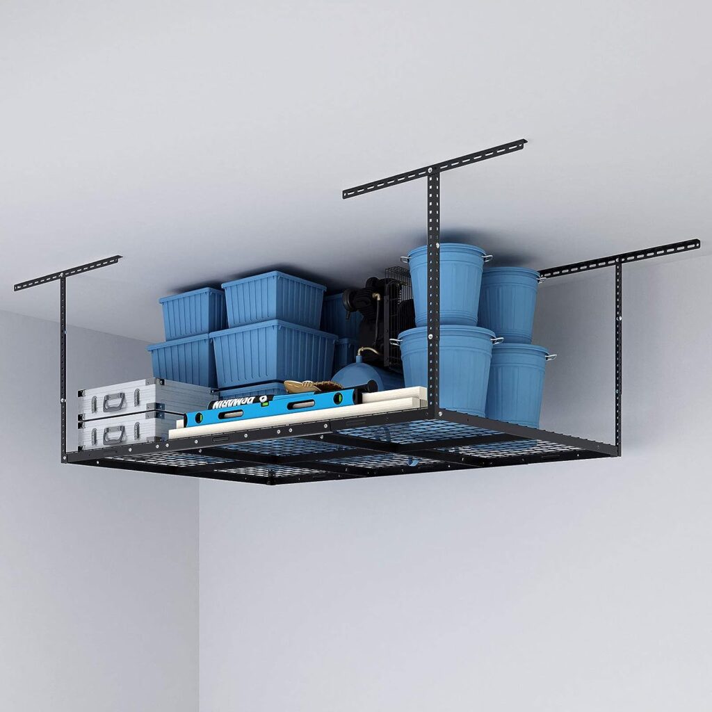 FLEXIMOUNTS 4x6 Heavy Duty Overhead Garage Adjustable Ceiling Storage Rack, 72 Length x 48 Width x 40 Height (Black)