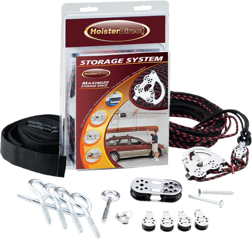 Hoister Direct 7803.12 - Overhead Storage Hoist for Jeep Top Removal, Truck Caps, Bikes, SUP, Dinghies, Canoes, Kayaks, Surfboards and More. Mount in Your Garage, Shop, Anywhere with a Ceiling.