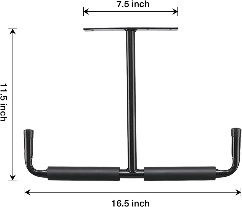 HOME RIGHT Overhead Garage Storage Rack, 16.5 Inch Heavy Duty Ceiling Double Storage Hooks Utility Hanger for Hanging Lumber Ladder Tool Bike  Other Bulky Items (4 Pack, Black)