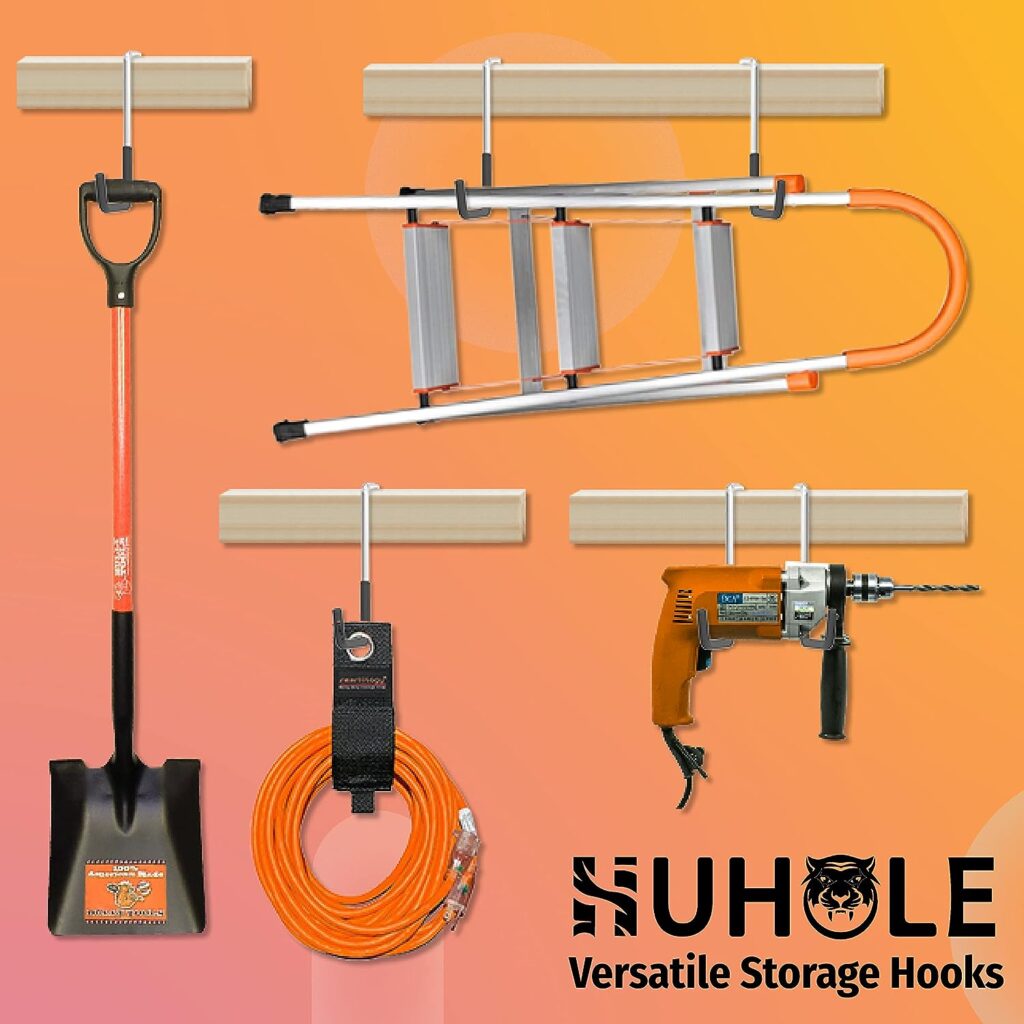 HUHOLE Rafter Hanger, 4PC, Rafter Hook, Bike Hangers for Garage, Large S Hooks for Hanging Plants, Ladders, Bikes, Ropes and More Bulk Items