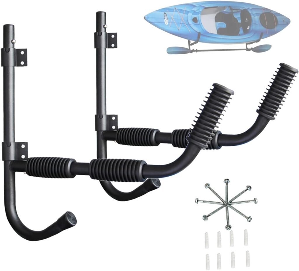 Onefeng Sports 80LBS Kayak Wall Hanger Wall Mount Kayak Storage Rack Swivel Rack Design Help You to Save The Garage Space - Extends 17” from Wall Suitable for Any Sized Kayaks,Canoes Boat