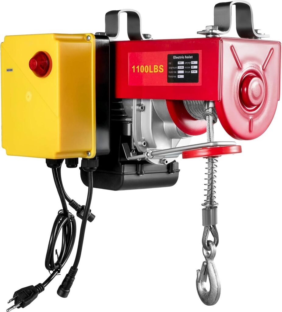 VEVOR 1100LBS Electric Hoist with Wireless Remote Control  Single/Double Slings Electric Winch, Steel Electric Lift, 110V Electric Hoist for Lifting in Factories, Warehouses, Construction Site