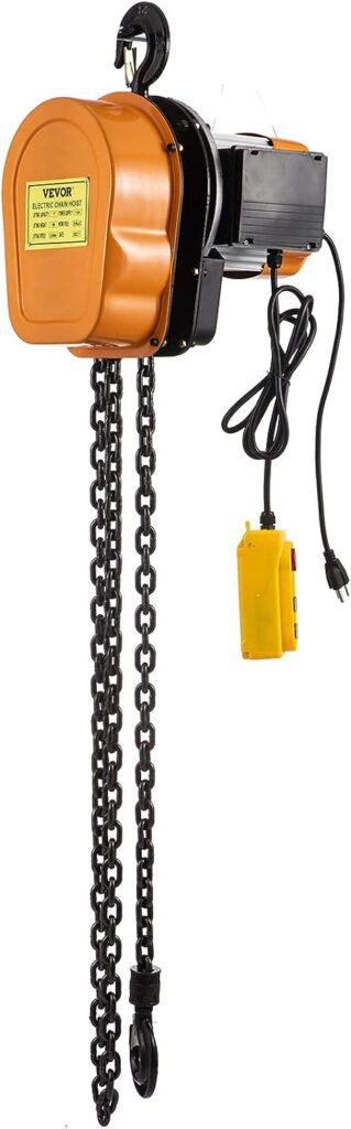 VEVOR Electric Chain Hoist, 1100lbs Winch with 10FT Wired Remote Control, 110V Overhead Crane Garage Ceiling Pulley, 1300W Lifting Power System w/Emergency Stop Switch, 15 Feet Max. Pulling Height