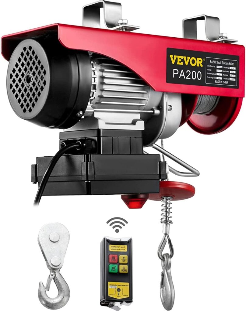 VEVOR Electric Hoist with Wireless Remote Control 440LBS  Single/Double Slings Electric Winch, 110V Electric Hoist for Lifting in Garage, Balcony, Construction Site and Other Scenarios