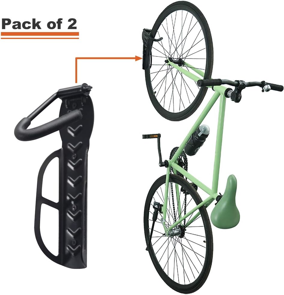 Wallmaster Bike Rack Garage Wall Mount Bicycles 2-Pack Storage System Vertical Bike Hook for Indoor