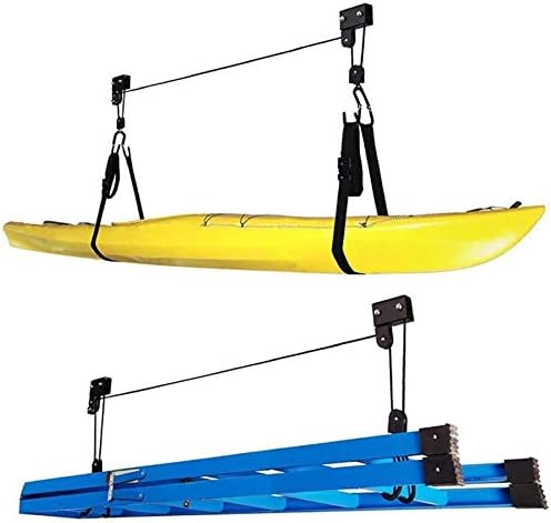 ZXAZX Kayak Hoist Pulley System Bike Lift Pulley Garage Ceiling Storage Rack 125LBS/57KG Suit for Canoes Paddleboards Boats Bicycles