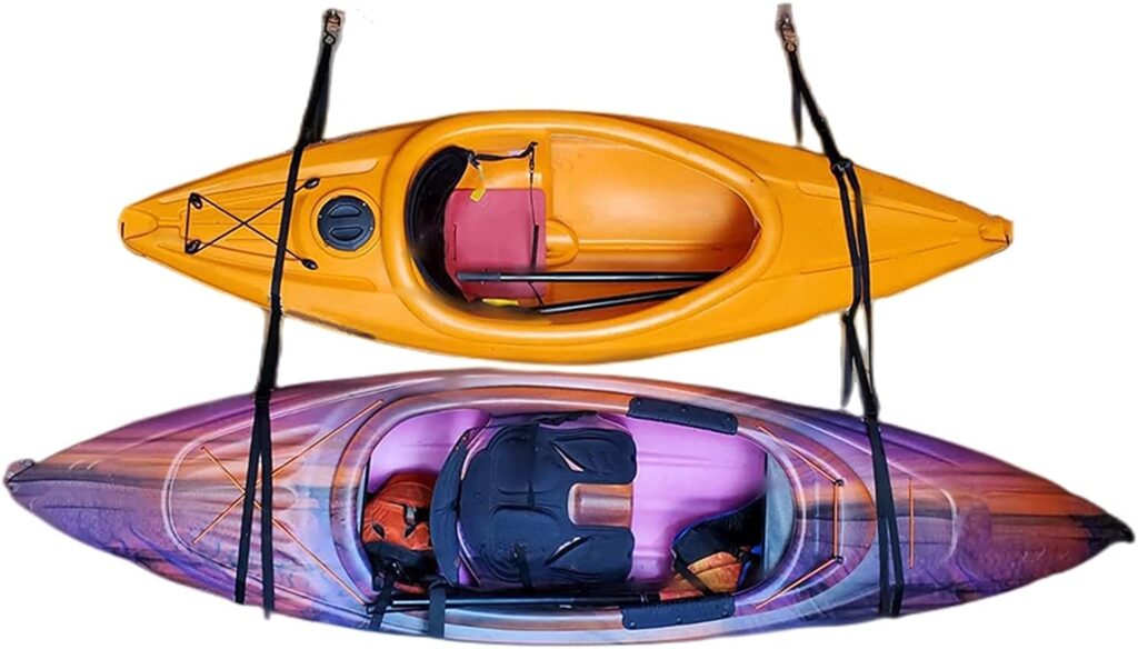 ADKUN 2 Pair Kayak Storage Straps Garage Canoe Surfboard Wall Hooks Hanging Hoists 200 lb
