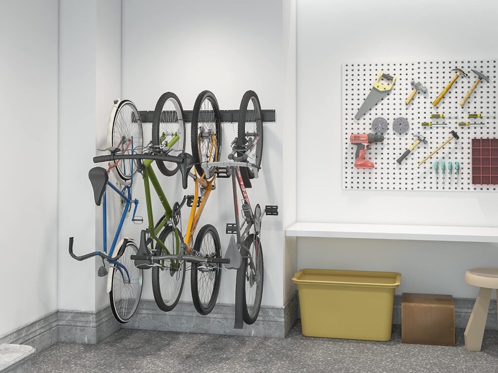 NETWAL Bike Storage Rack, 6 Bike Rack Garage and 6 Helmet Hooks, Heavy-Duty Wall Mount Bike with Adjustable Bike Hooks for Home  Garage, Holds Up to 500lbs