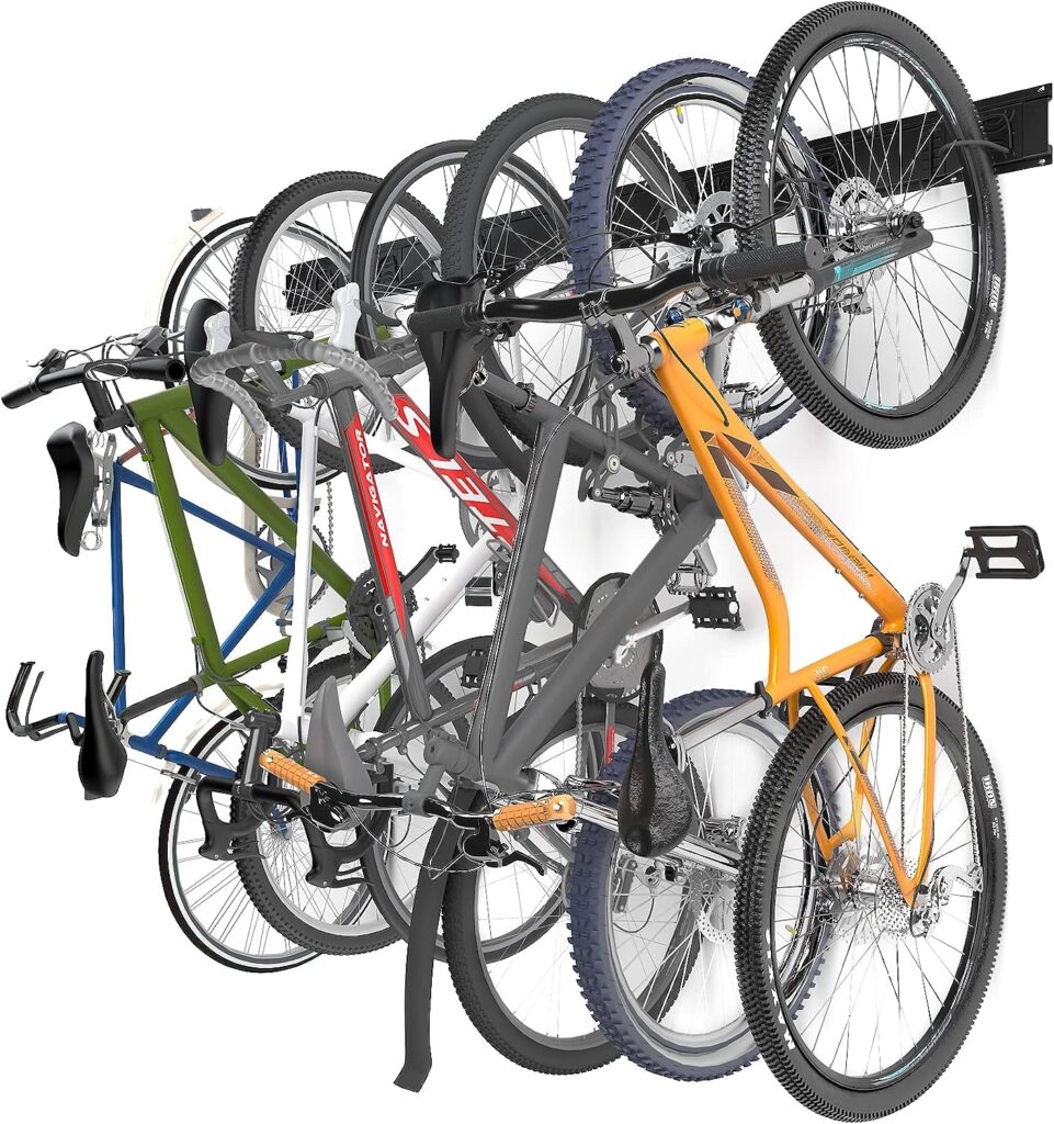NETWAL Bike Storage Rack, 6 Bike Rack Garage and 6 Helmet Hooks, Heavy-Duty Wall Mount Bike with Adjustable Bike Hooks for Home  Garage, Holds Up to 500lbs
