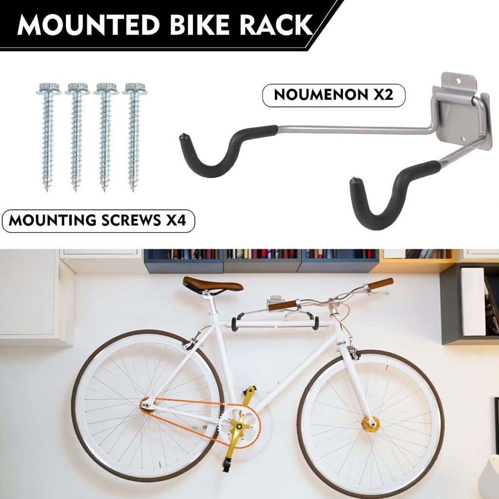 NiQinWuKin Bike Wall Mount Hangers,Horizontal Storage Rack in Garage or Home - Bike Hanging Hocks with EVA Foam -2 Pack Wall Bike Rack Holders for Bicycles - Mountain, Road, Hybrid