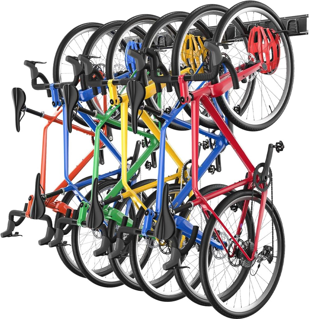 Oududianzi Bike Storage Rack, Wall Bike Rack, Bike Rack Garage, Holds 6 Bicycles, Up to 500lbs, Heavy Duty Bike Hangers for Garage, Bike Hooks for Garage, Solid Steel Bicycle Storage, Bike Wall Mount