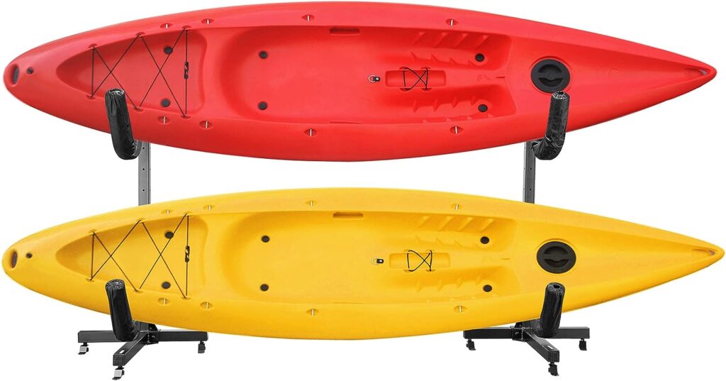RAD Sportz Indoor Outdoor Freestanding Heavy Duty Two Kayak Storage Kayak or Paddle Board Storage Rack System